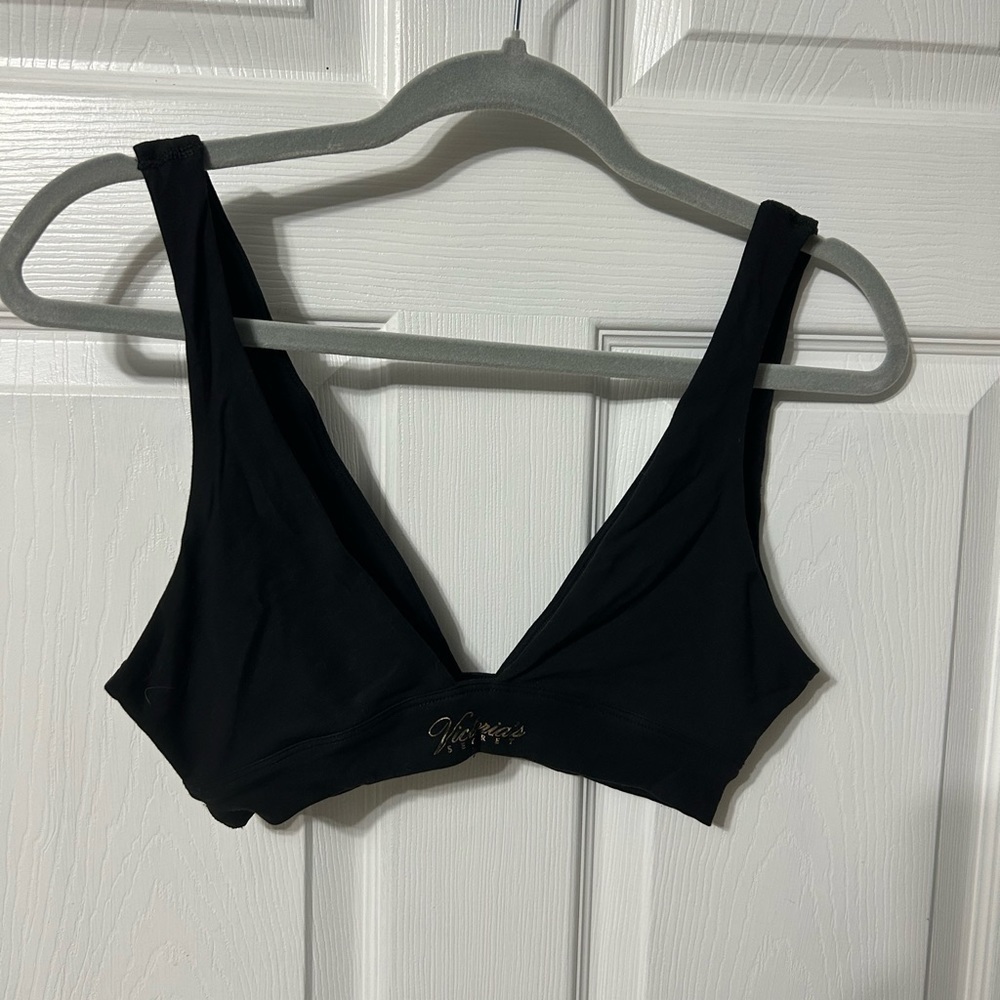 Victorias Secret Solid Black Wireless Swim Bikini Top Small/Medium